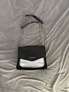 Michael Kors Black and Silver Logo Crossbody Bag
